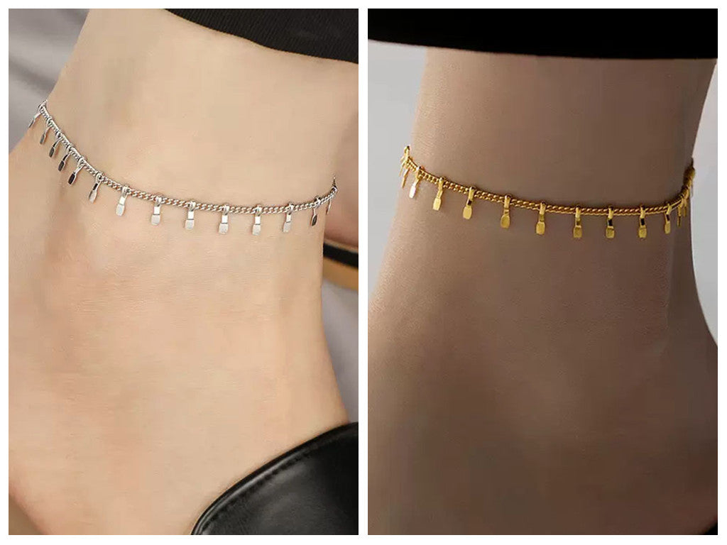 Stainless Steel Mini Paddle Charm Anklet