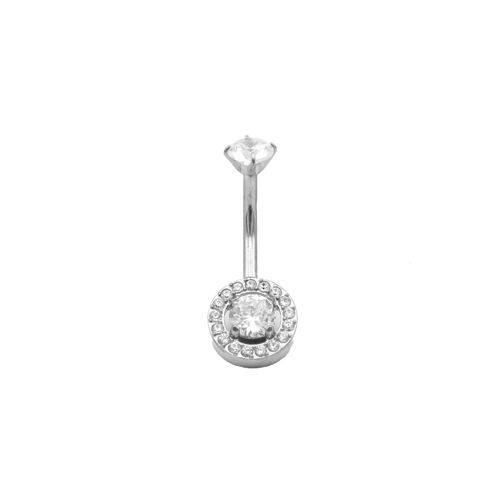 Halo Round CZ Belly Button Navel Ring