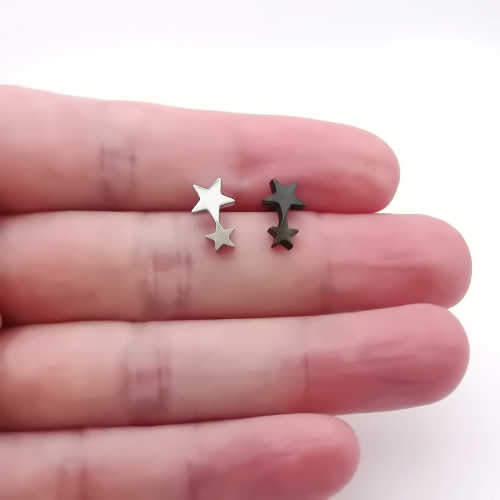 Stainless Steel Double Star Fake Plug Earring