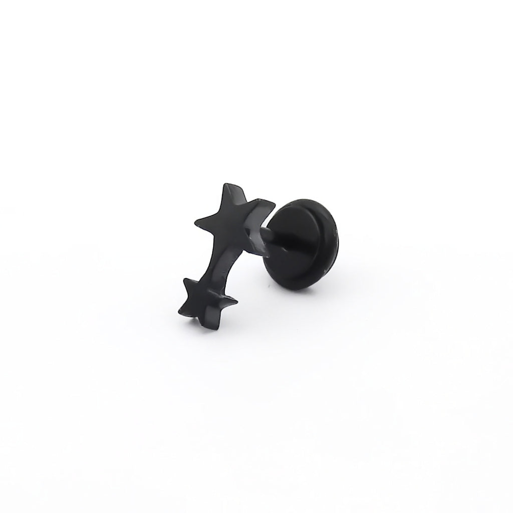 Stainless Steel Double Star Fake Plug Earring