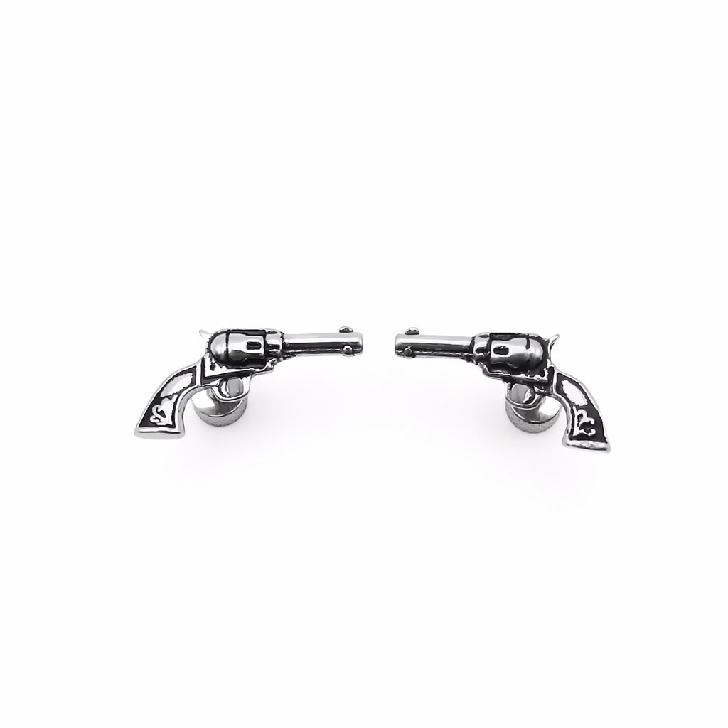 Stainless Steel Gun Revolver Fake Plug Earring-Fake Plugs-1-Glitters