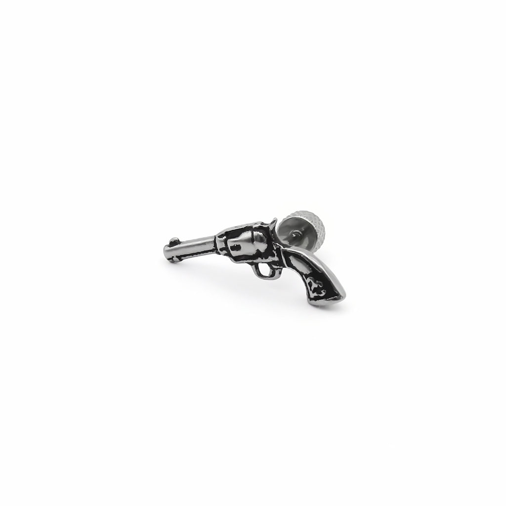 Stainless Steel Gun Revolver Fake Plug Earring-Fake Plugs-5-Glitters