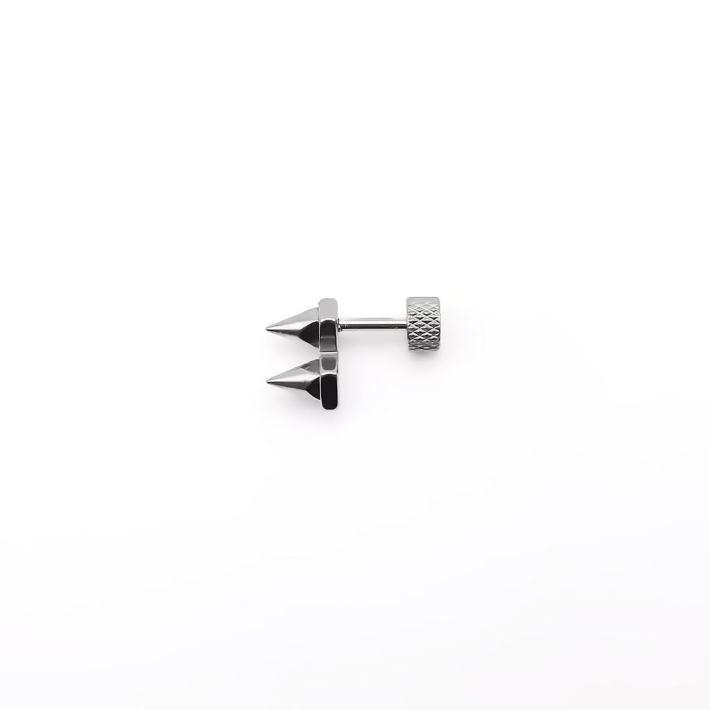 Stainless Steel Double Pyramid Spike Fake Plug Earring-Fake Plugs-3-Glitters