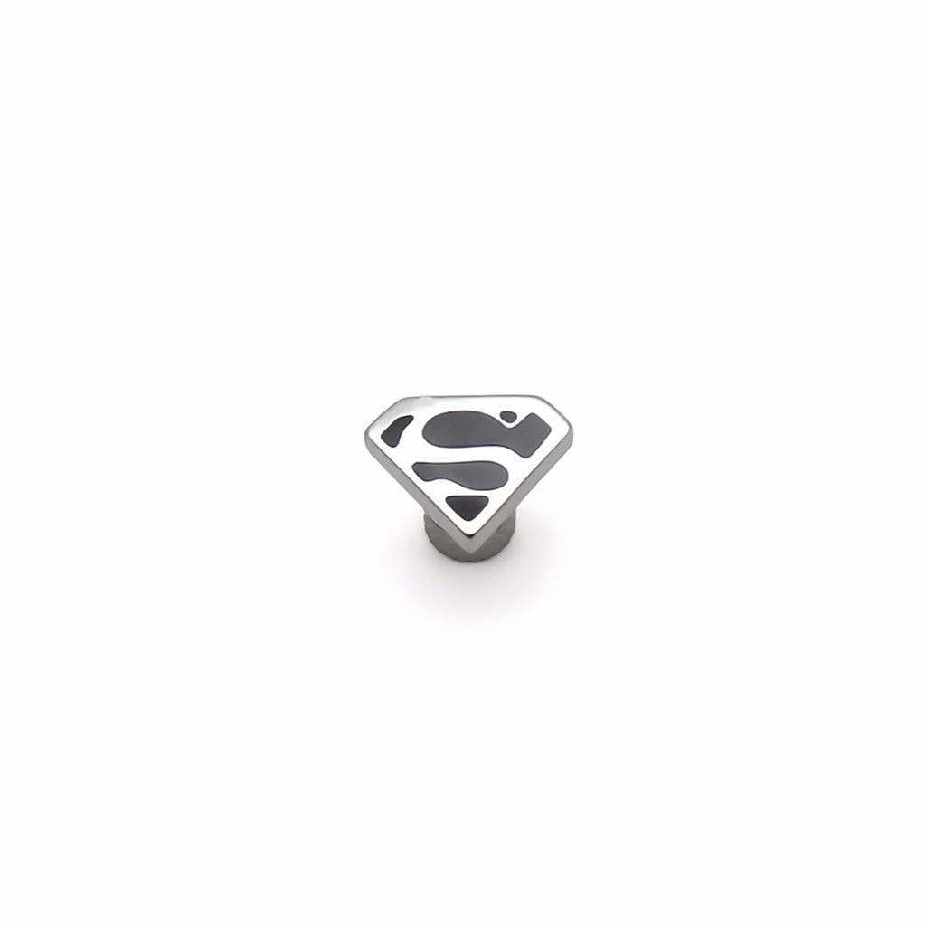 Stainless Steel Black Enamel S Shield Fake Plug Earring-Fake Plugs-1-Glitters