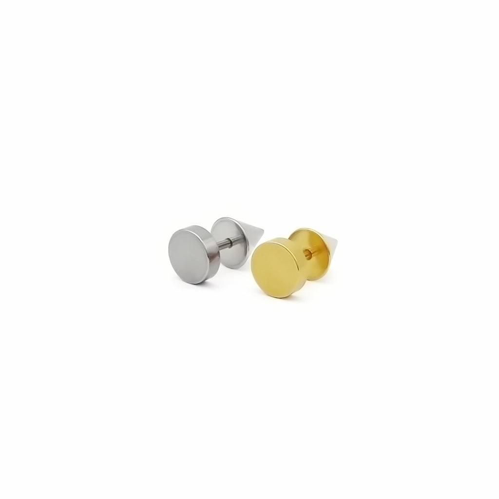 Stainless Steel Round Spike Back Fake Plug Earring-Fake Plugs-1-Glitters