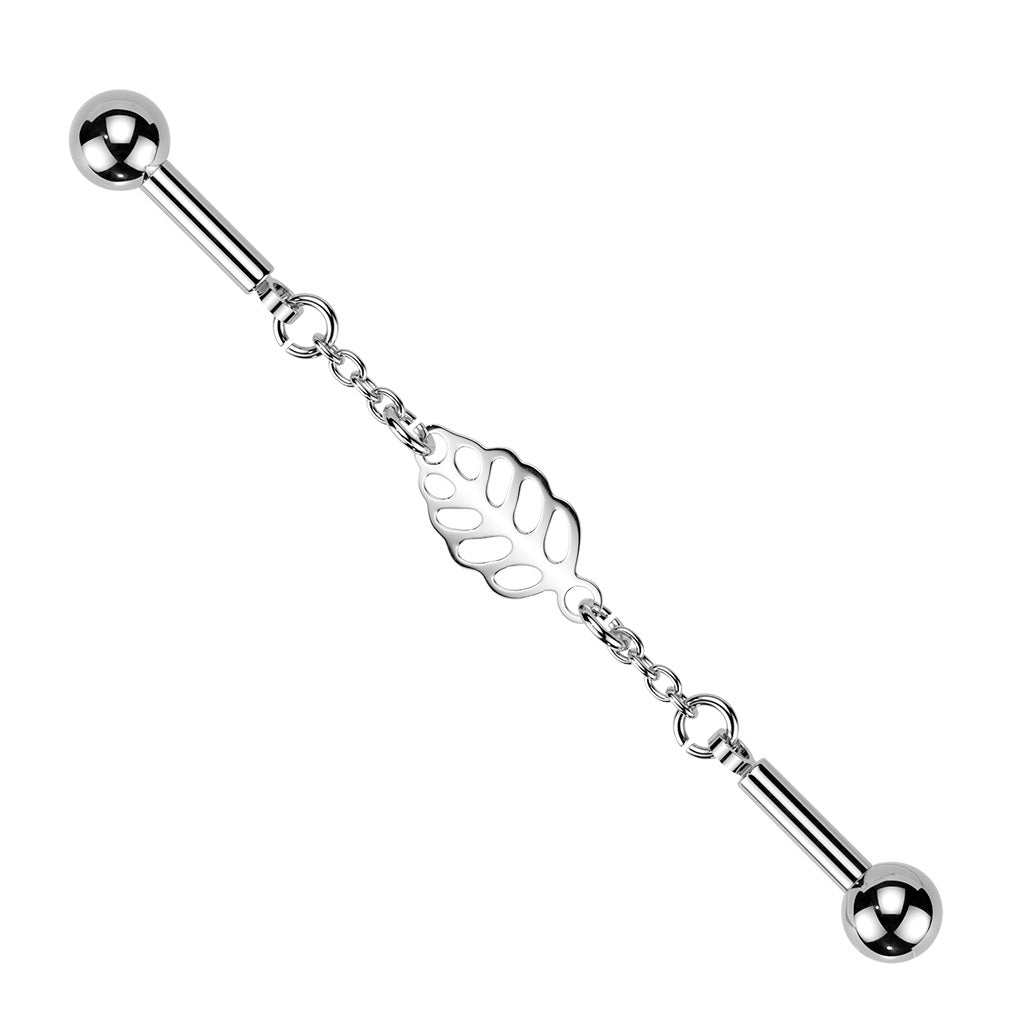 Centered Leaf Connector Chain Industrial Barbell - Silver