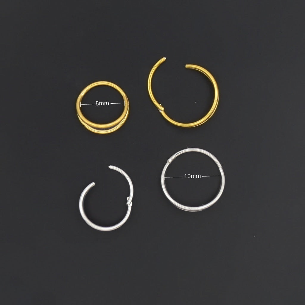 Two Lines Hinged Segment Nose Hoop Rings-Nose Rings-4-Glitters