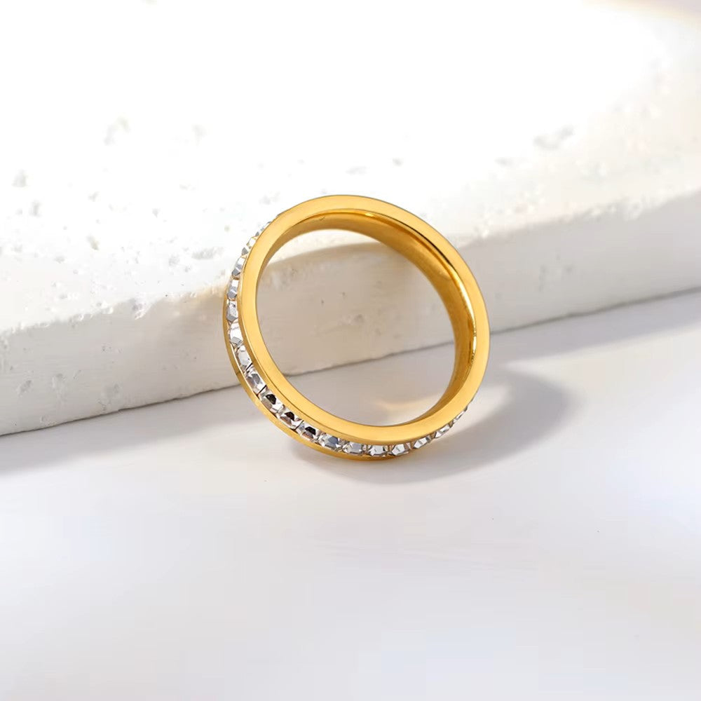 Stainless Steel Square CZ Paved Band Ring - Gold-Stainless Steel Rings-2-Glitters