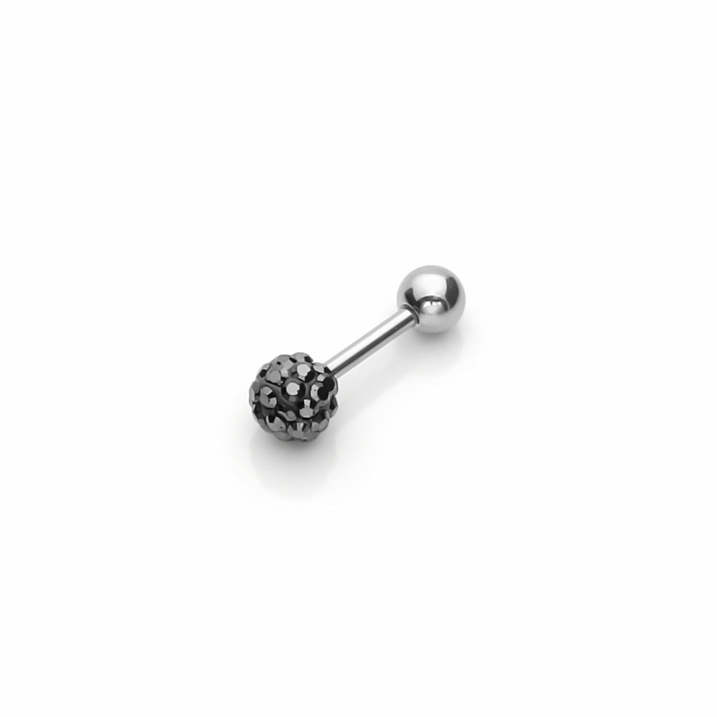 Ferido Crystal Disco Ball Top Tragus Barbell - Black-Tragus | Cartilage | Daith | Conch-1-Glitters