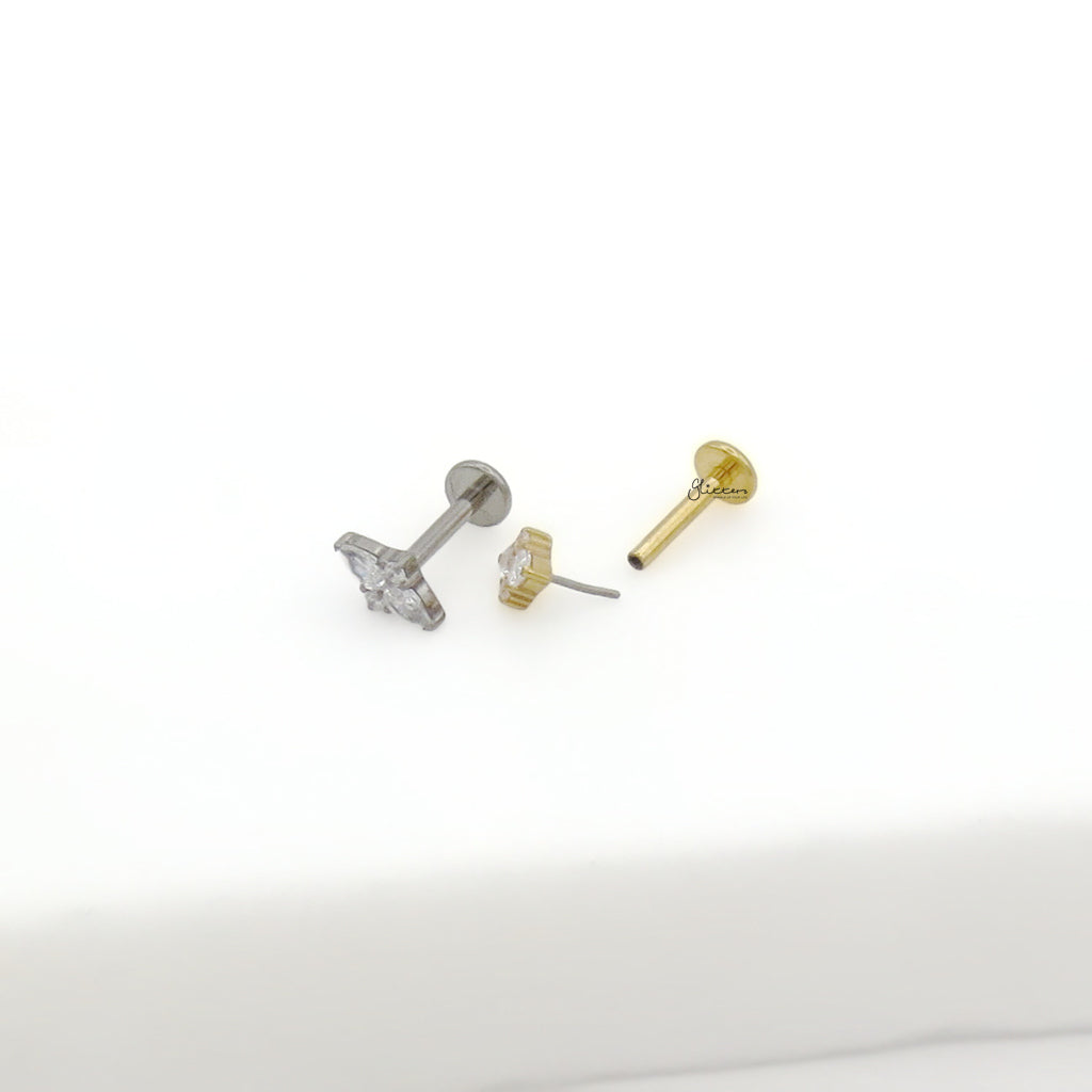 CZ Star Top Threadless Push In Titanium Flat Back Stud Earring-Tragus | Cartilage | Daith | Conch-5-Glitters