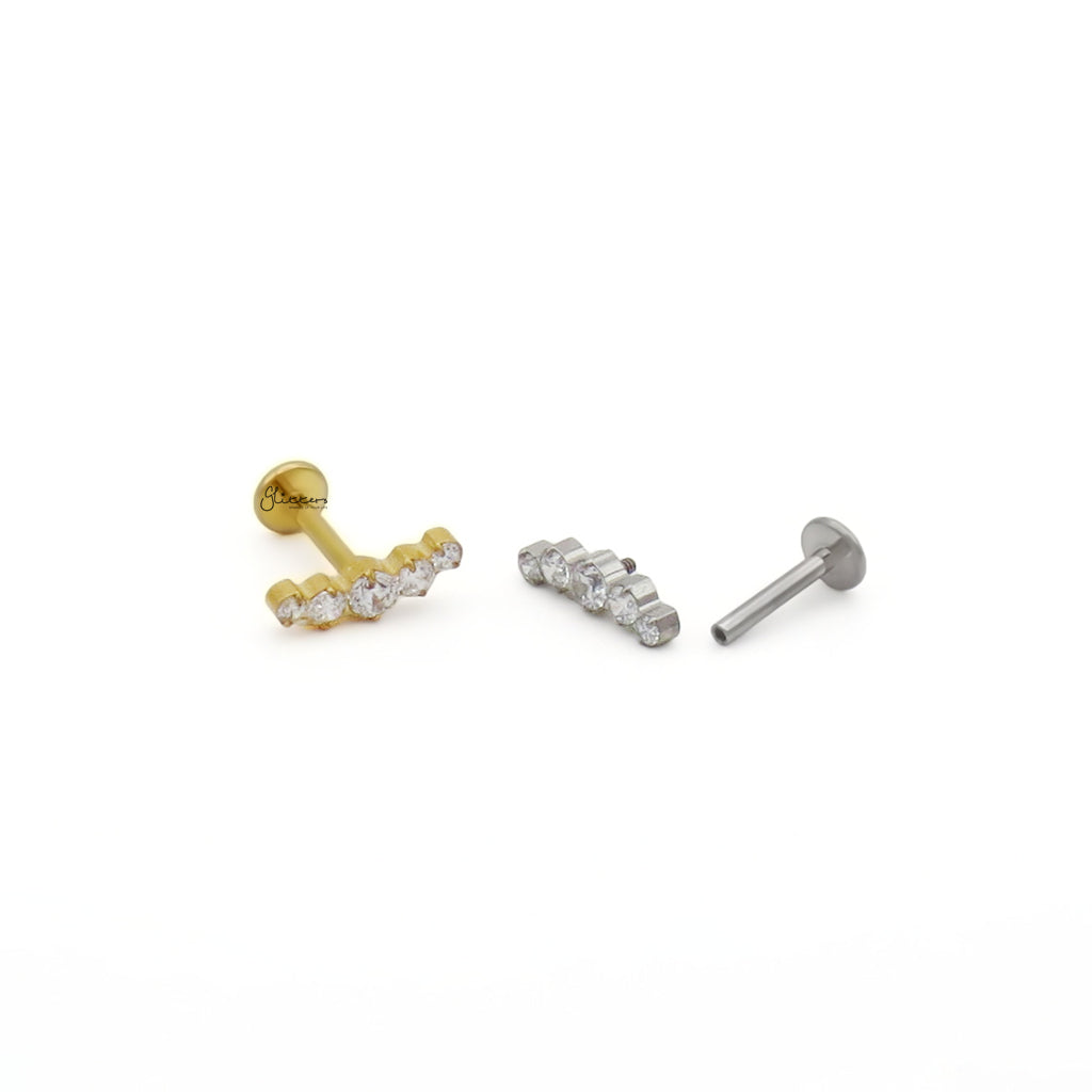 Five CZ Gradient Titanium Flat Back Stud Earrings-Tragus | Cartilage | Daith | Conch-5-Glitters
