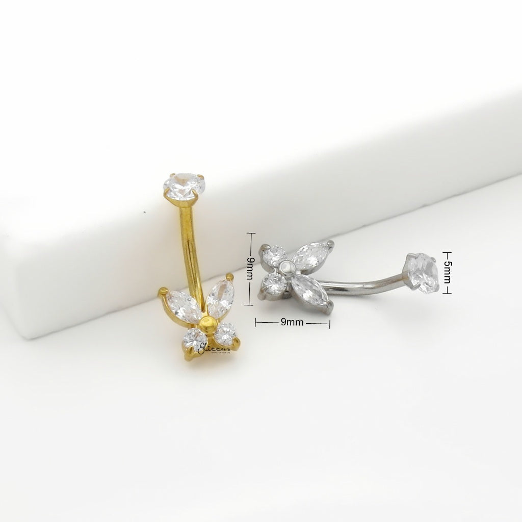CZ Butterfly Belly Button Navel Ring - Gold-Belly Rings-4-Glitters
