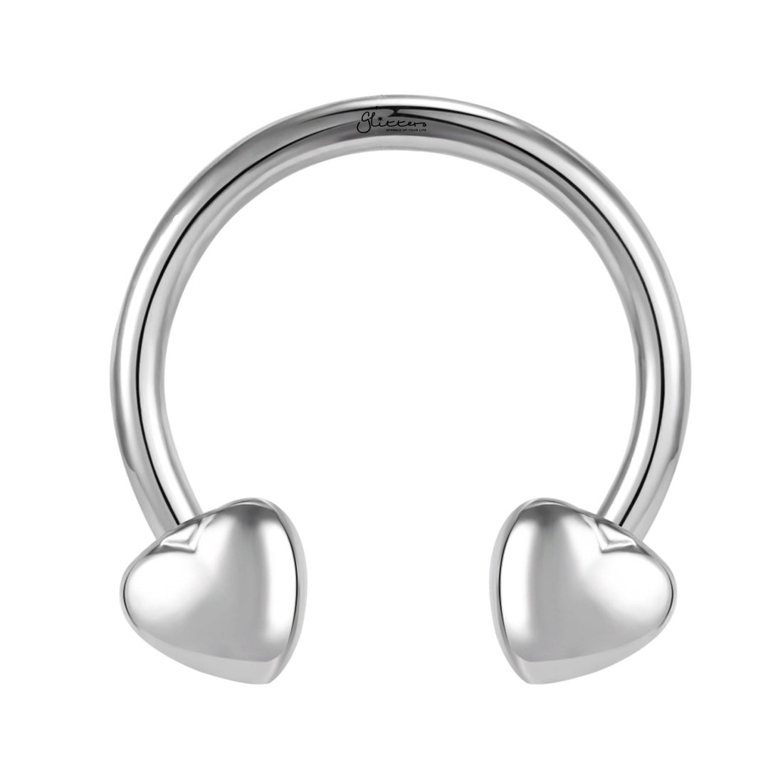 Heart Ends Horseshoe Circular Barbell-Horseshoes-2-Glitters