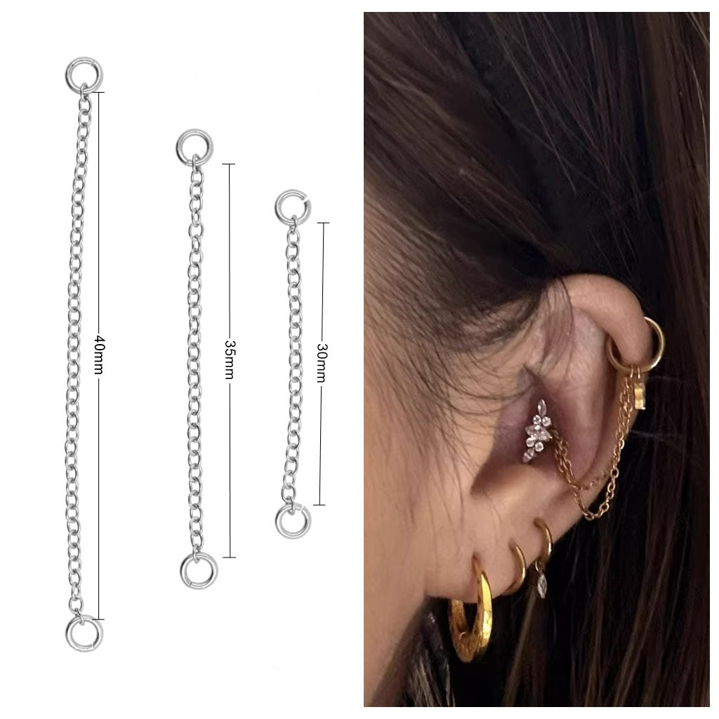 316L Surgical Steel Piercing Connector Chain-Ear Chains-6-Glitters