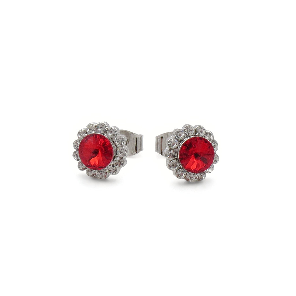 Round Halo Crystal Stud Earrings-Stud Earrings-6-Glitters