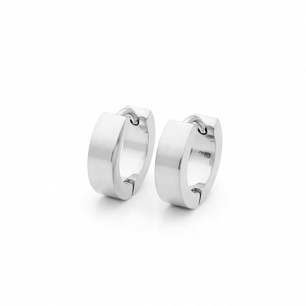 Stainless Steel Huggie Hoop Earrings - Medium-Hoop Earrings-1-Glitters