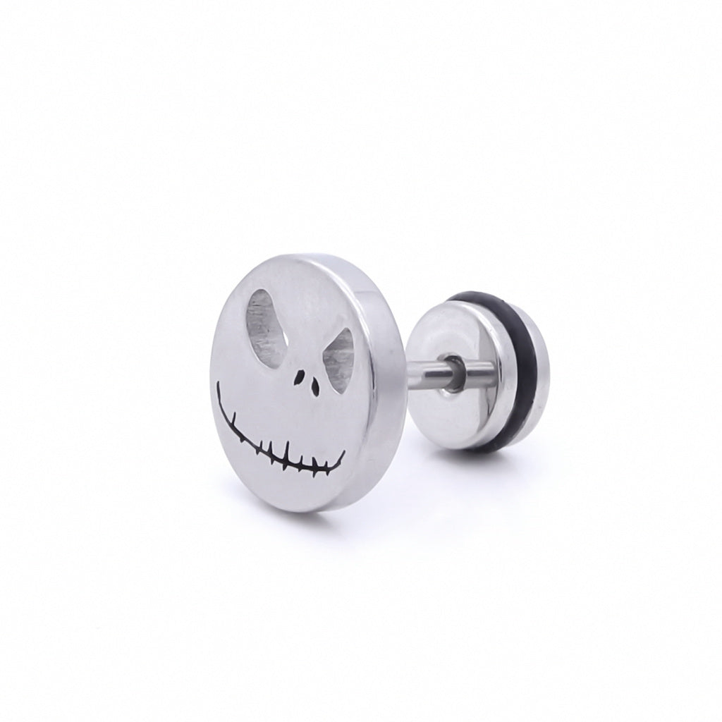 Stainless Steel Jack Skellington Fake Plug - Silver-Fake Plugs-1-Glitters
