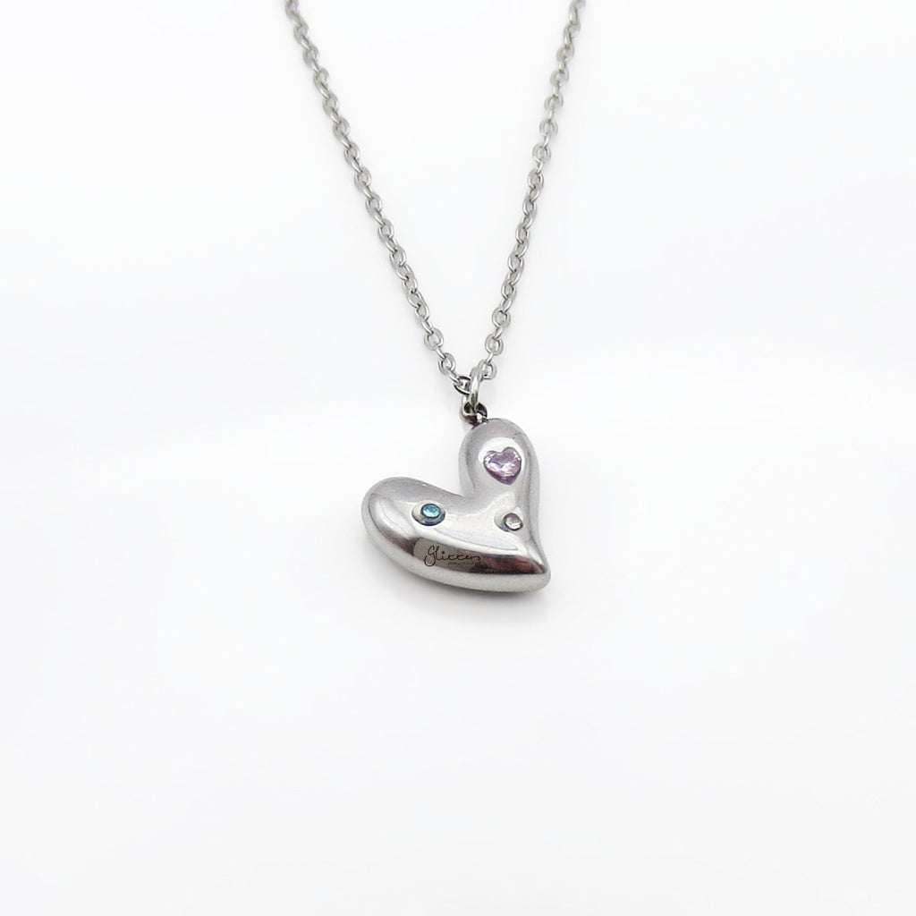 Stainless Steel Liquid Heart Pendant Necklace-Necklaces-3-Glitters