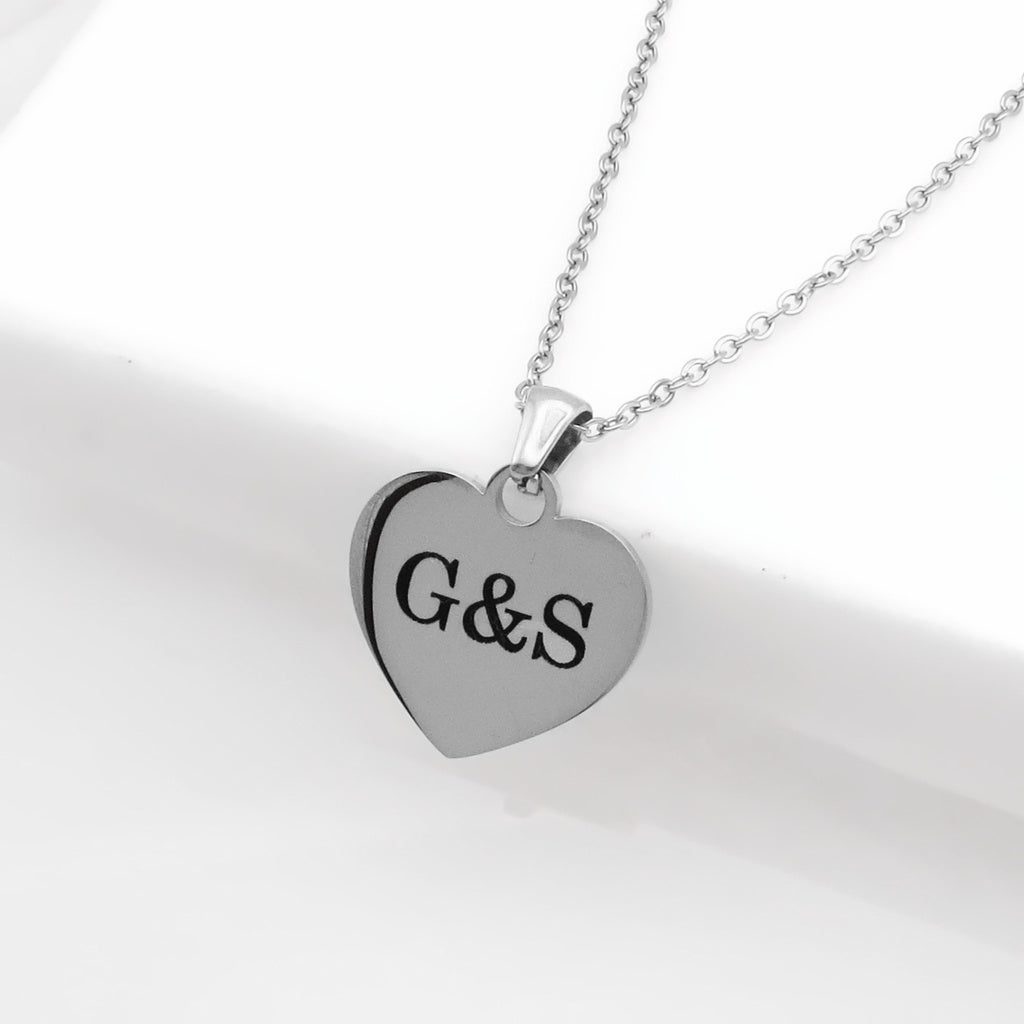 Engravable Stainless Steel Plain Heart Pendant Necklace-Personalised Jewellery-4-Glitters