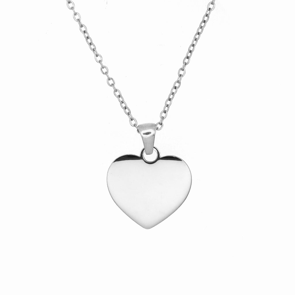 Engravable Stainless Steel Plain Heart Pendant Necklace-Personalised Jewellery-1-Glitters
