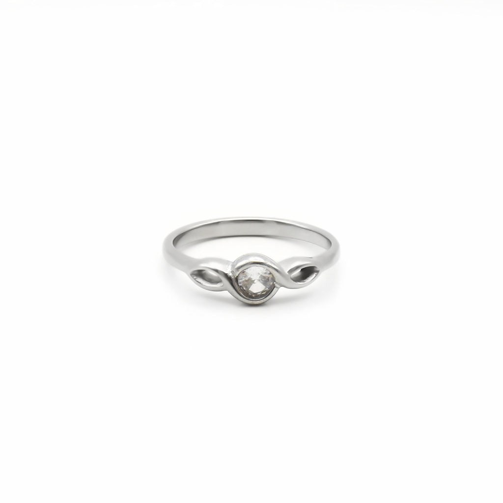 Stainless Steel Infinity CZ Solitaire Ring - Silver-Stainless Steel Rings-1-Glitters