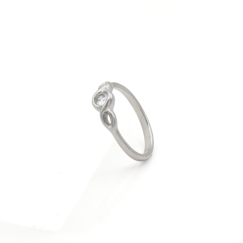 Stainless Steel Infinity CZ Solitaire Ring - Silver-Stainless Steel Rings-2-Glitters