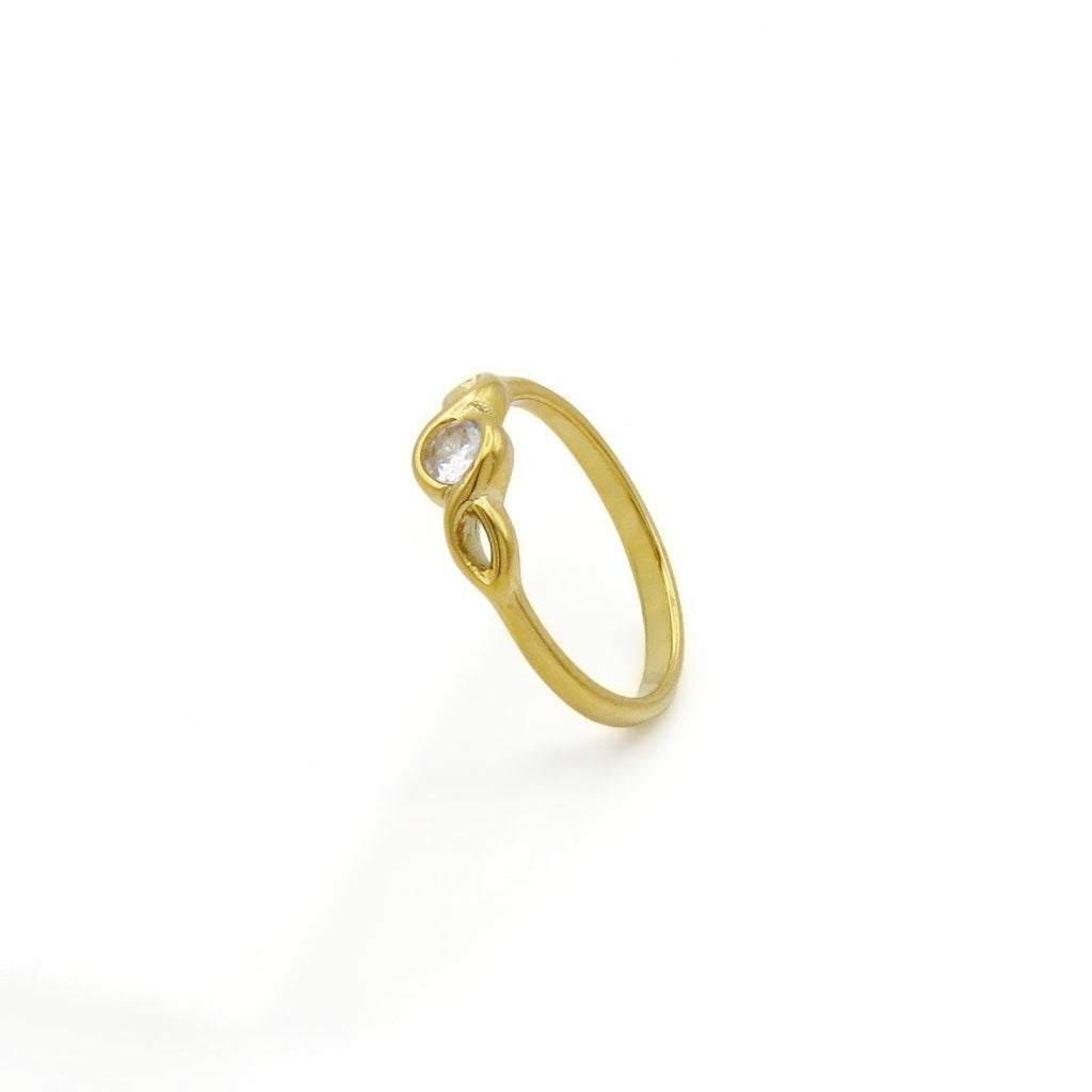 Stainless Steel Infinity CZ Solitaire Ring - Gold-Stainless Steel Rings-2-Glitters