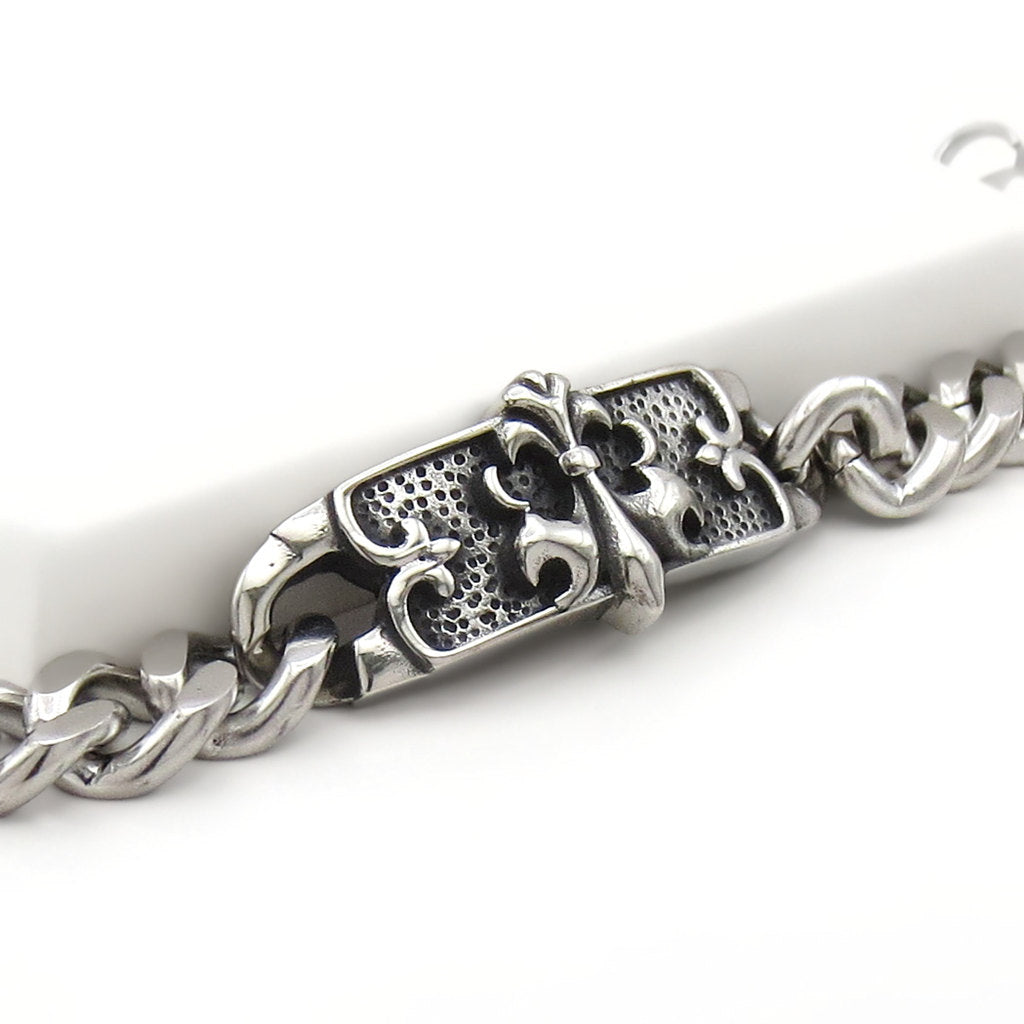 Stainless Steel Gothic Crest Link Bracelet-Stainless Steel Bracelets-4-Glitters