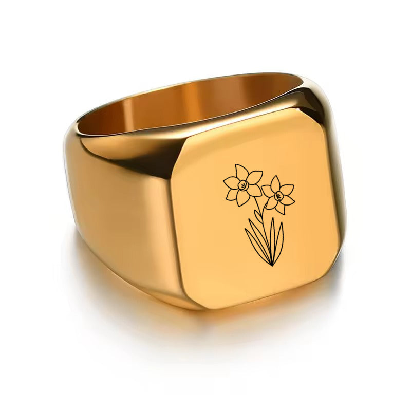 Personalised Stainless Steel Square Shape Ring-Stainless Steel Rings-4-Glitters