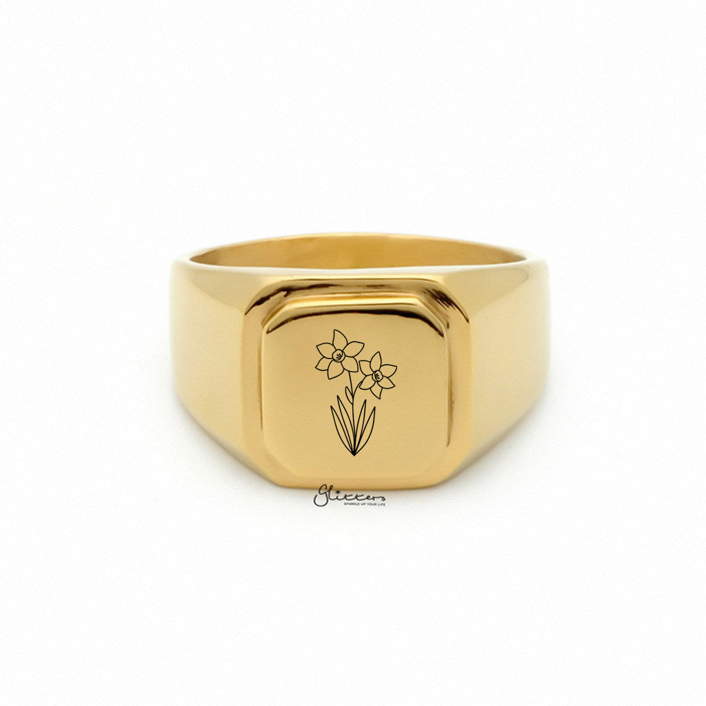 Personalised Stainless Steel Square Flat Top Signet Rings-Stainless Steel Rings-4-Glitters