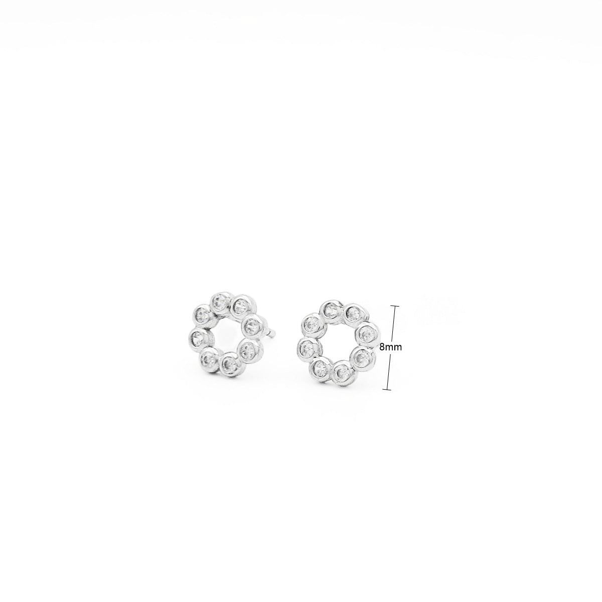 Sterling Silver Open Circle CZ Stud Earrings
