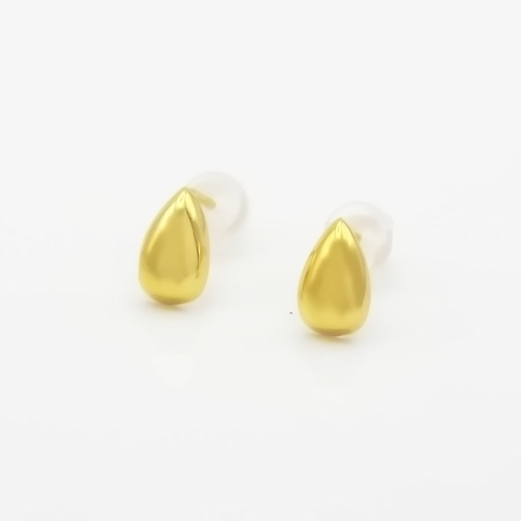 Sterling Silver Teardrop Stud Earrings - Gold-Stud Earrings-1-Glitters