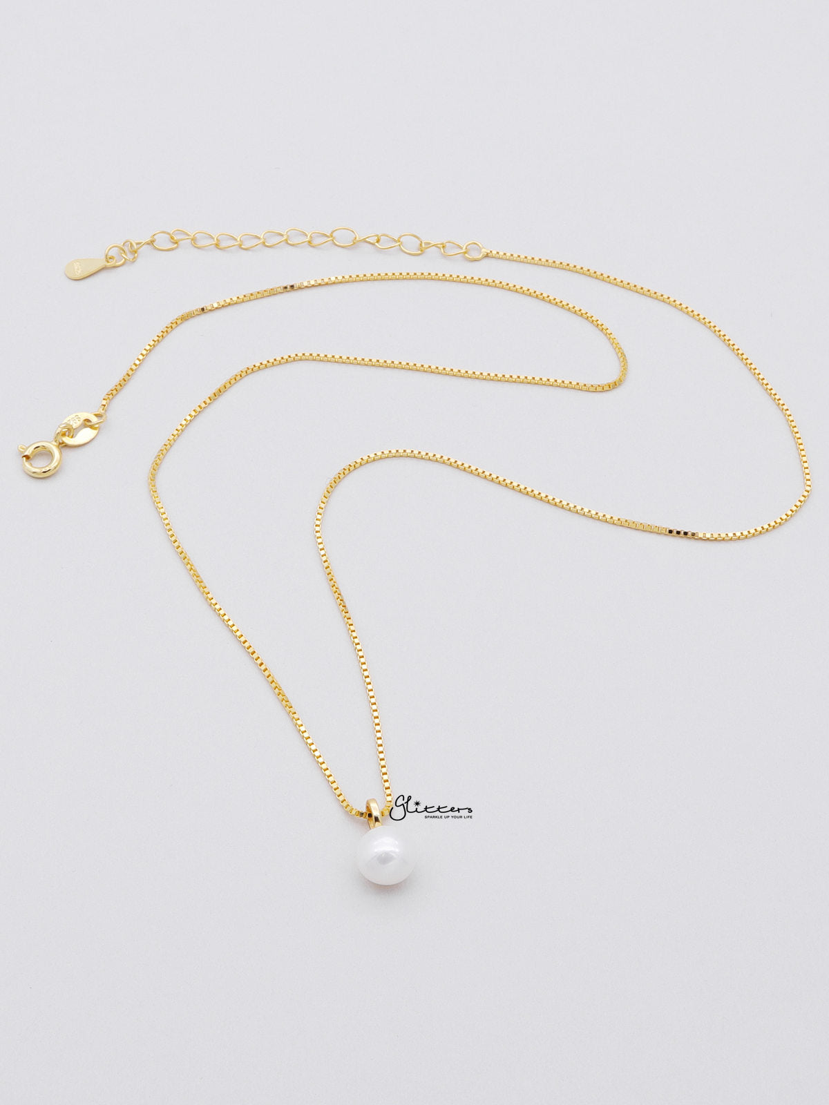 Sterling Silver Pearl Necklace - Gold-Sterling Silver Necklaces-3-Glitters