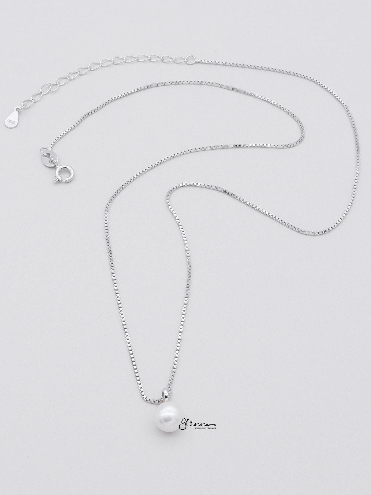 Sterling Silver Pearl Necklace - Silver-Sterling Silver Necklaces-4-Glitters