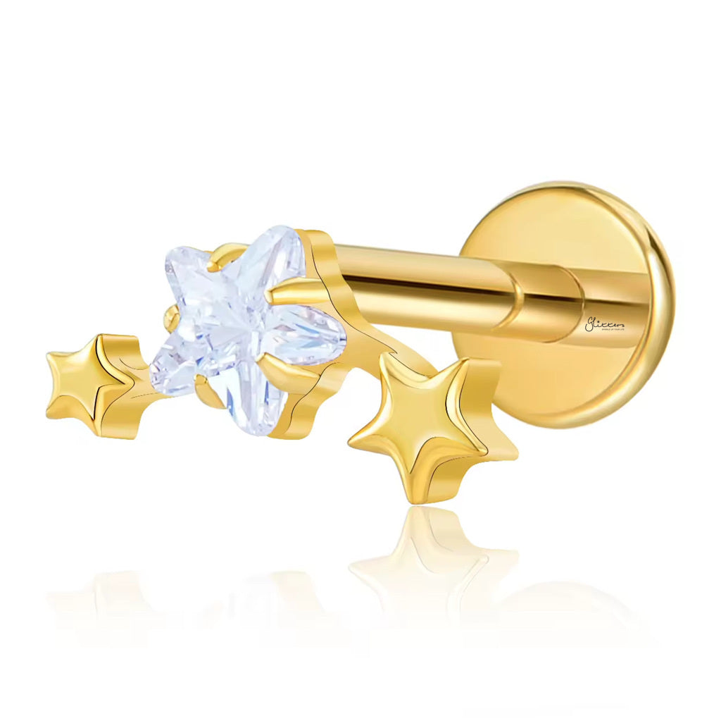 Triple Star Cluster Titanium Flat Back Stud Earring-Tragus | Cartilage | Daith | Conch-2-Glitters