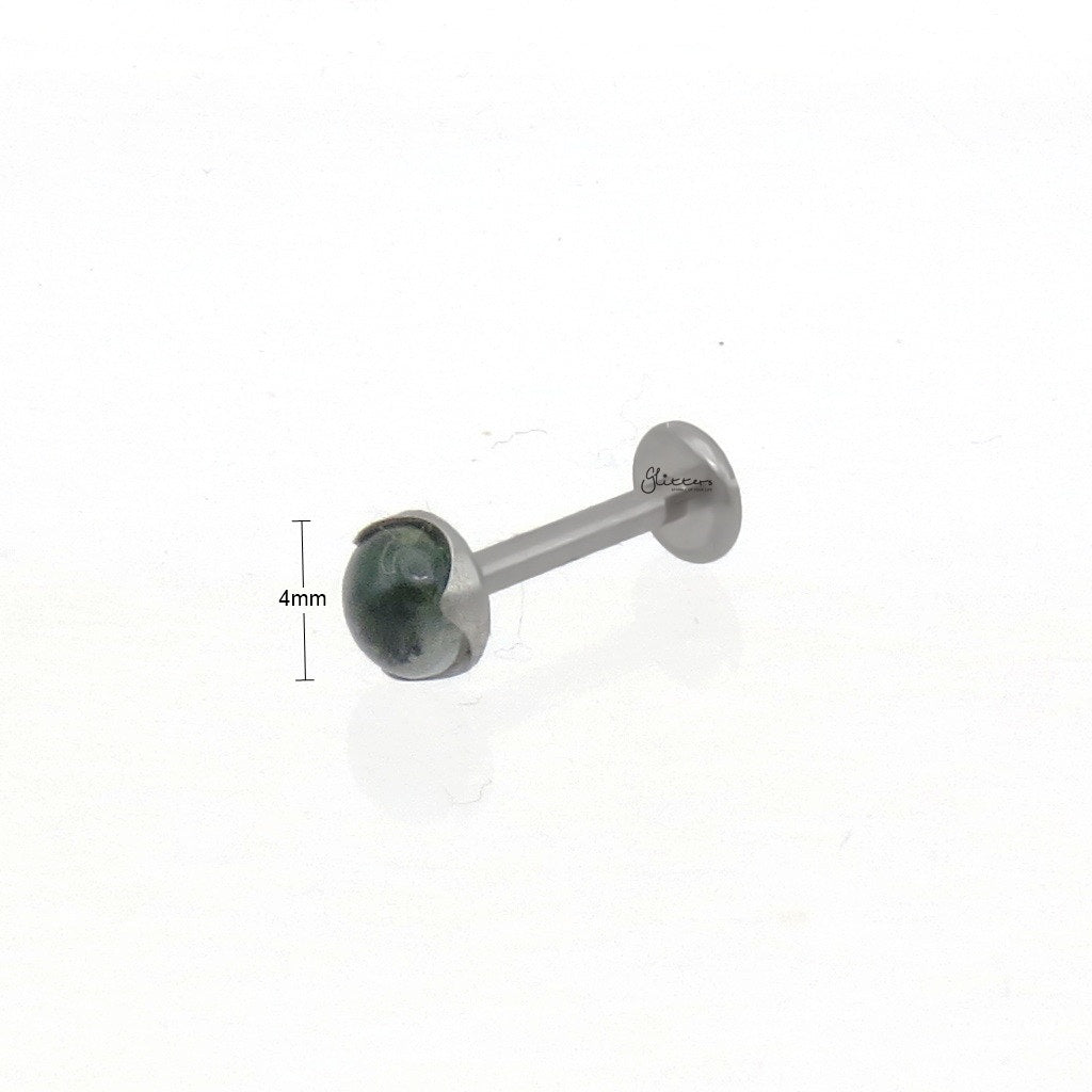 Natural Moss Agate Top Titanium Flat Back Stud Earring