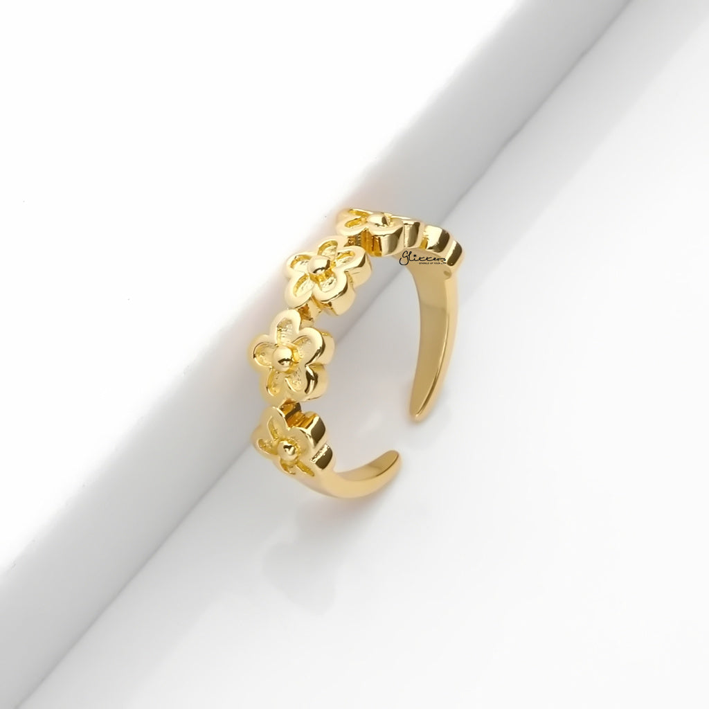 Flowers Pattern Band Toe Ring - Gold-Toe Ring-2-Glitters