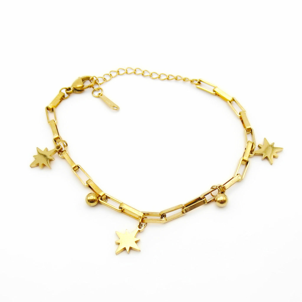 Stainless Steel Starburst Charm Bracelet-Stainless Steel Bracelets-5-Glitters