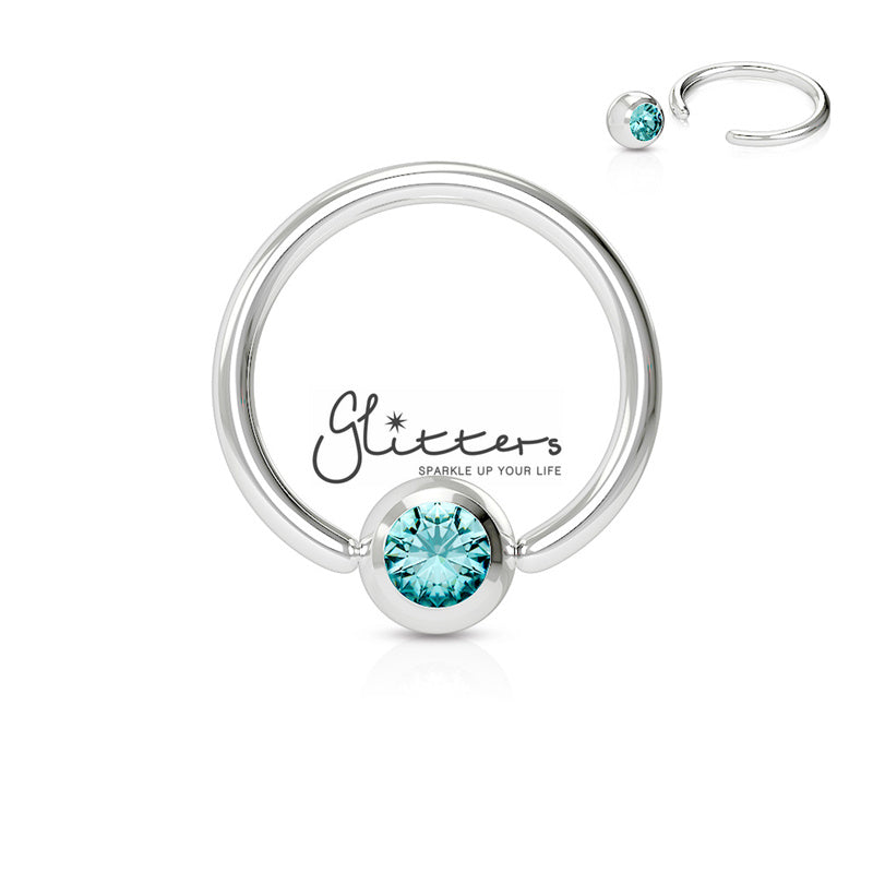 16GA 316L Surgical Steel Captive Bead Ring with Gem Ball-Body Piercing Jewellery, Captive Ring, Nipple Barbell, Septum Ring-CP000808-Glitters