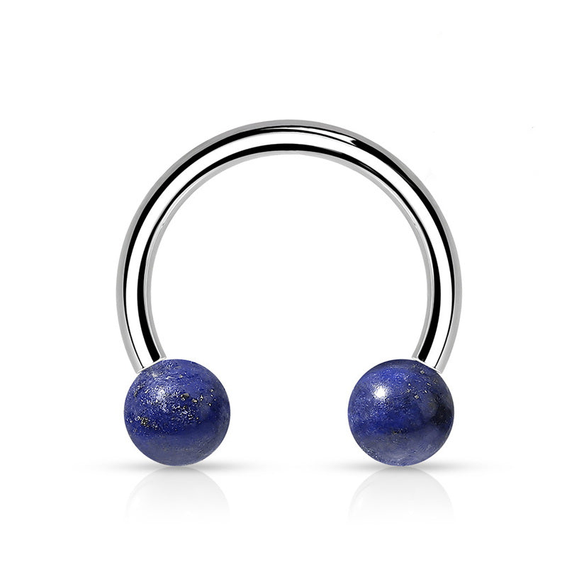 Semi Precious Stone Internally Threaded Horseshoes - Sodalite Blue-Body Piercing Jewellery, Horseshoe, Septum Ring, Tragus-CP0021-SodaliteBlue_800-Glitters