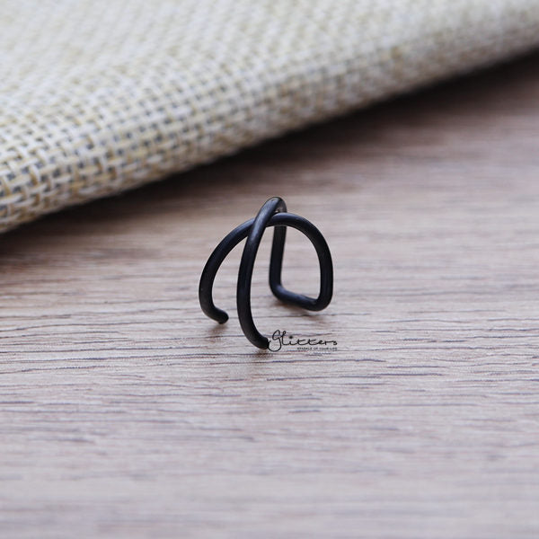 316L Surgical Steel Cross Line Ear Cuffs - Non Piercing | Minimalist Ear Cuffs-Body Piercing Jewellery, Ear Cuffs, earrings, Jewellery, Women's Earrings, Women's Jewellery-EC0078-k-Glitters