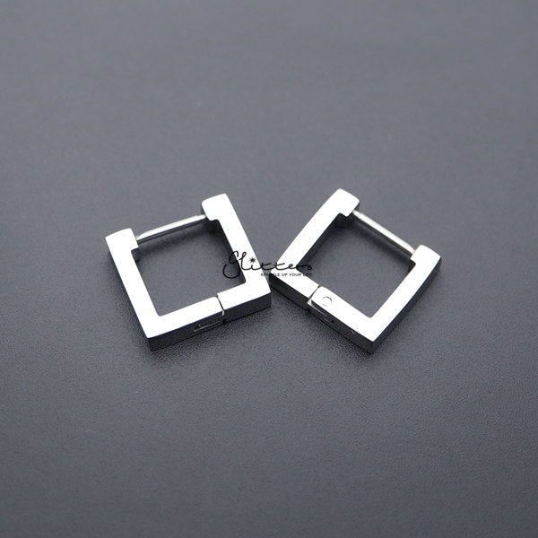 Stainless Steel Square Huggie Hoop Men's Earrings-earrings, Hoop Earrings, Huggie Earrings, Jewellery, Men's Earrings, Men's Jewellery, Stainless Steel-ER0121_Square_03-Glitters