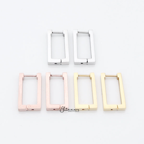 Stainless Steel Rectangle Huggie Hoop Earrings-earrings, Jewellery, Men's Earrings, Men's Jewellery, Stainless Steel, Women's Earrings, Women's Jewellery-ER1478_600-Glitters