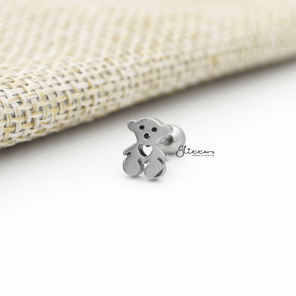 316L Surgical Steel Bear Screw Back Barbell for Tragus, Cartilage, Conch, Helix Piercing and More-Body Piercing Jewellery, Cartilage, Conch Earrings, Helix Earrings, Jewellery, Lobe piercing, Tragus-FP0019-13S_600-Glitters