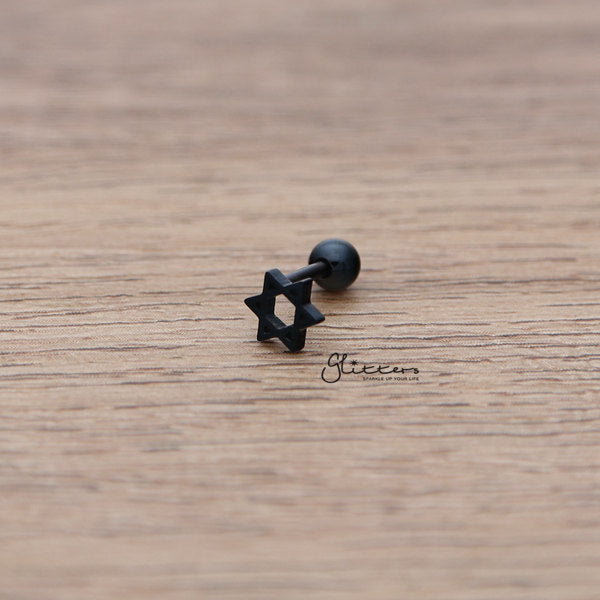 316L Surgical Steel Star of David Barbell for Tragus, Cartilage, Conch, Helix Piercing and More-Body Piercing Jewellery, Cartilage, Conch Earrings, Cubic Zirconia, Helix Earrings, Jewellery, Lobe piercing, Tragus-FP0019_08_02-Glitters