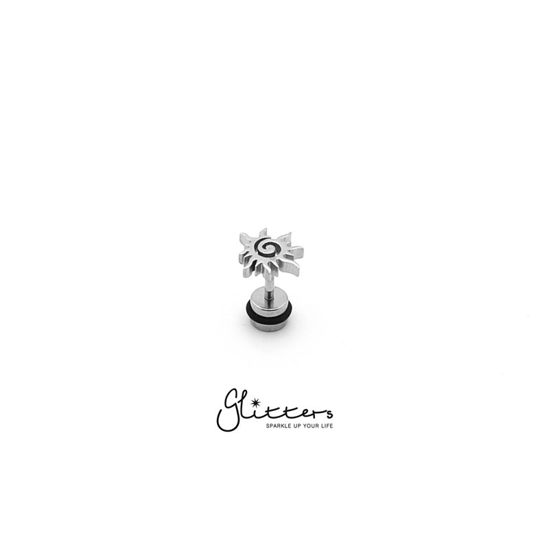 Stainless Steel Tribal Sun Fake Plug-Body Piercing Jewellery, earrings, Fake Plug, Jewellery, Men's Earrings, Men's Jewellery, Stainless Steel-FP0121_1-Glitters