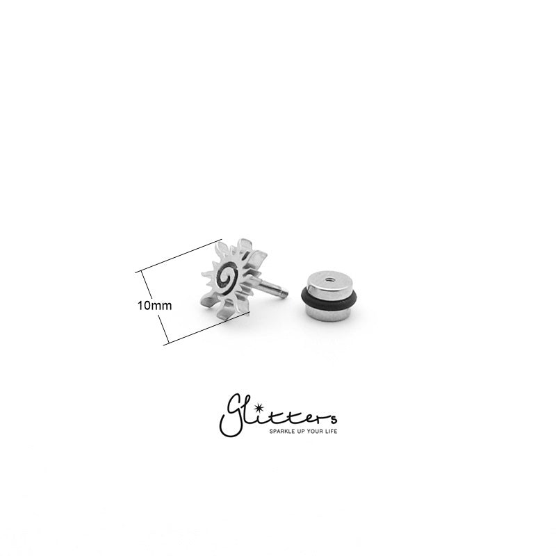 Stainless Steel Tribal Sun Fake Plug-Body Piercing Jewellery, earrings, Fake Plug, Jewellery, Men's Earrings, Men's Jewellery, Stainless Steel-FP0121_2__New-Glitters