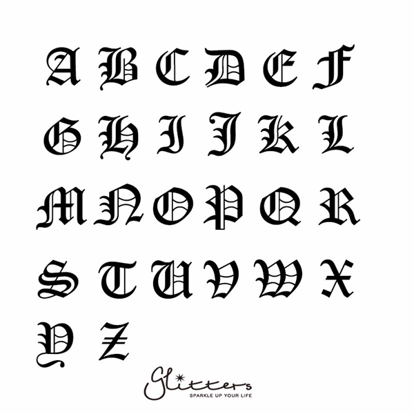 Personalized Sterling Silver Alphabet Necklace- Old English Font-Alphabet Necklace, Personalized-Font-Glitters