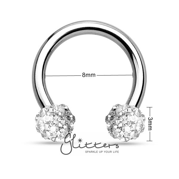 Pink Crystal Paved Ferido Balls Surgical Steel Circular Horseshoe Barbell-Body Piercing Jewellery, Horseshoe, Nipple Barbell, Septum Ring-HS31-C1_New_e3bfc14c-b509-42fc-9add-d7fa3bc552ce-Glitters