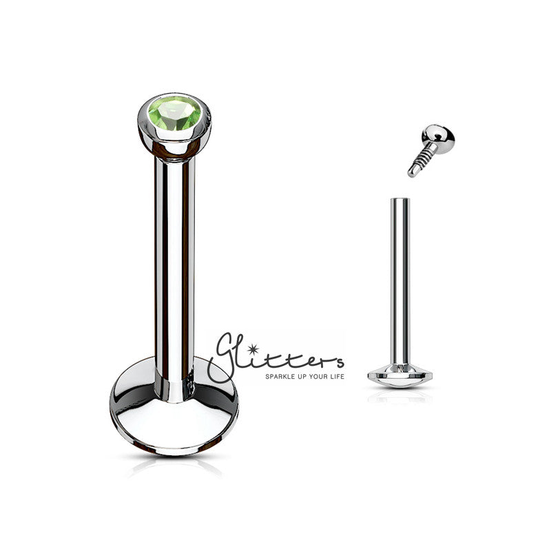 16GA 316L Surgical Steel Internally Threaded Labret with Press Fit 2mm Gem-Body Piercing Jewellery, Labret, Monroe-LB0001-G-Glitters